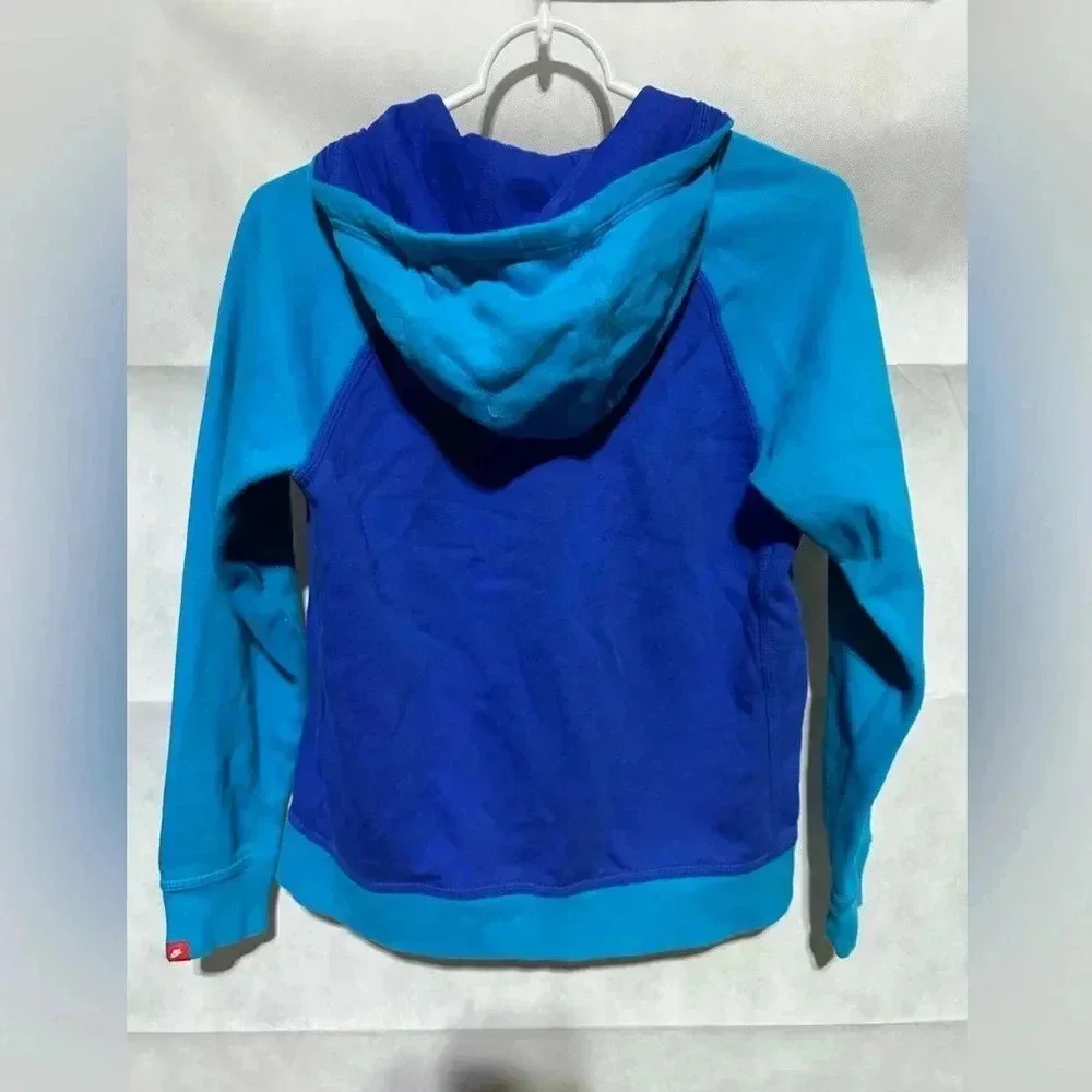 NIKE AIR FULL ZIP COLOR BLOCK HOODIE YOUTH LARGE BLUE SWEATSHIRT LONG SLEEVE